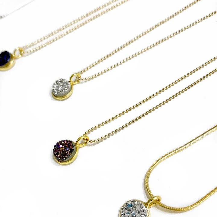 8mm cirkel Druzy ketting Gold Fill voor wholesale door Ali's Collection