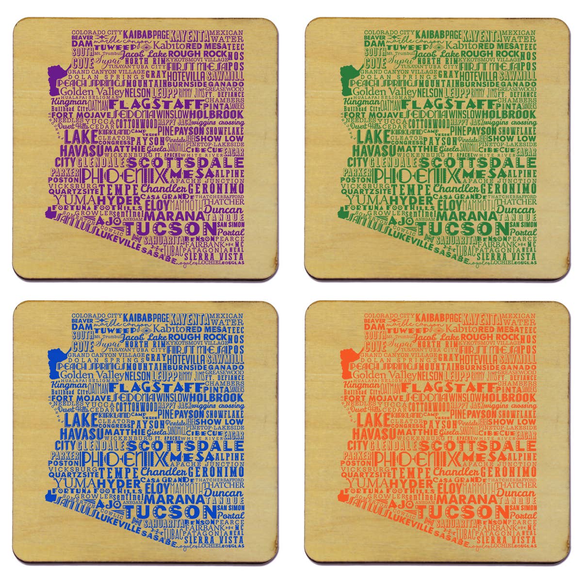 Torched Products - Wholesale Coasters - State Typography Coaster- Set of 45