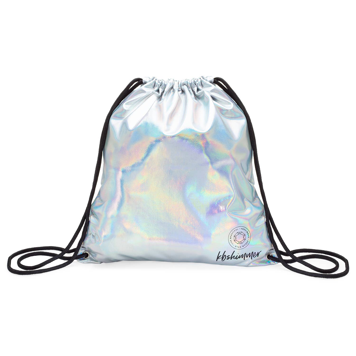 KBShimmer - Wholesale Drawstring Bag - Women's - KBShimmer Silver Holographic Drawstring Backpack0