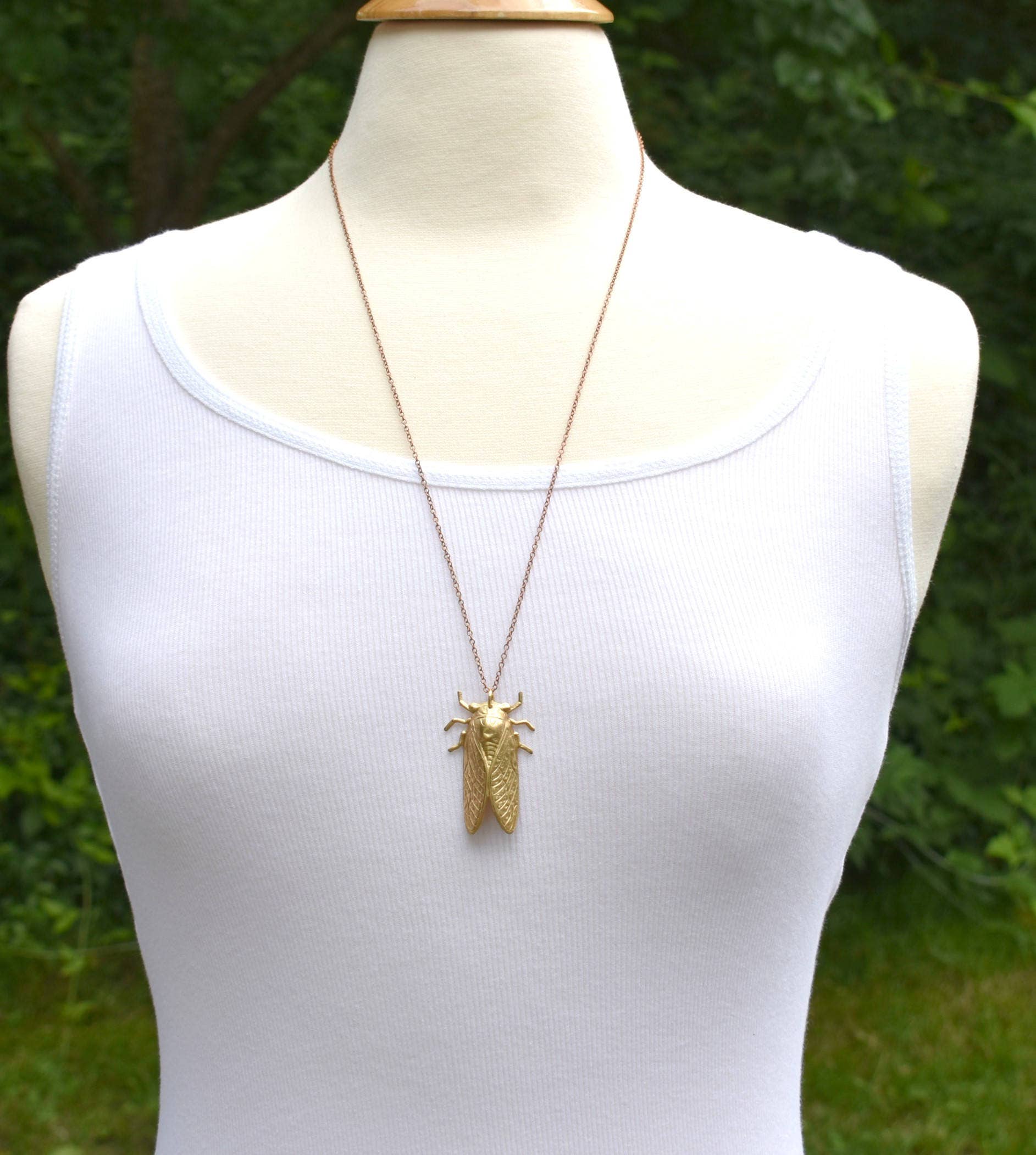 Red Truck Designs - Wholesale Pendant/Charm Necklace - Cicada Pendant Big Gold Beetle Necklace Summer Bug 24 inches2