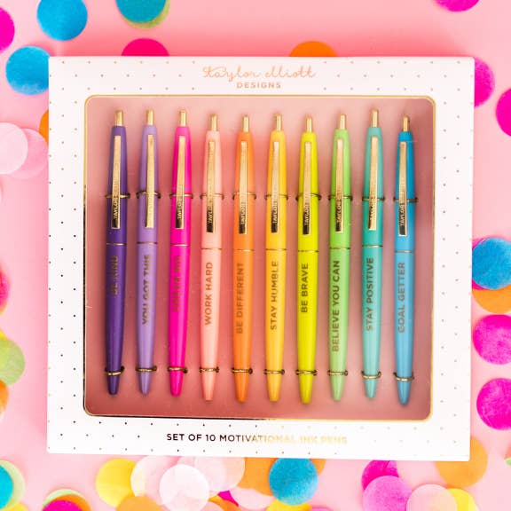 Taylor Elliott Designs - Wholesale Pen - Pen Set - Motivational - Asst Colors - 10 Piece Set