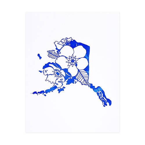 Thimblepress - Wholesale Art Print - Alaska Forget Me Not Letterpress Print0