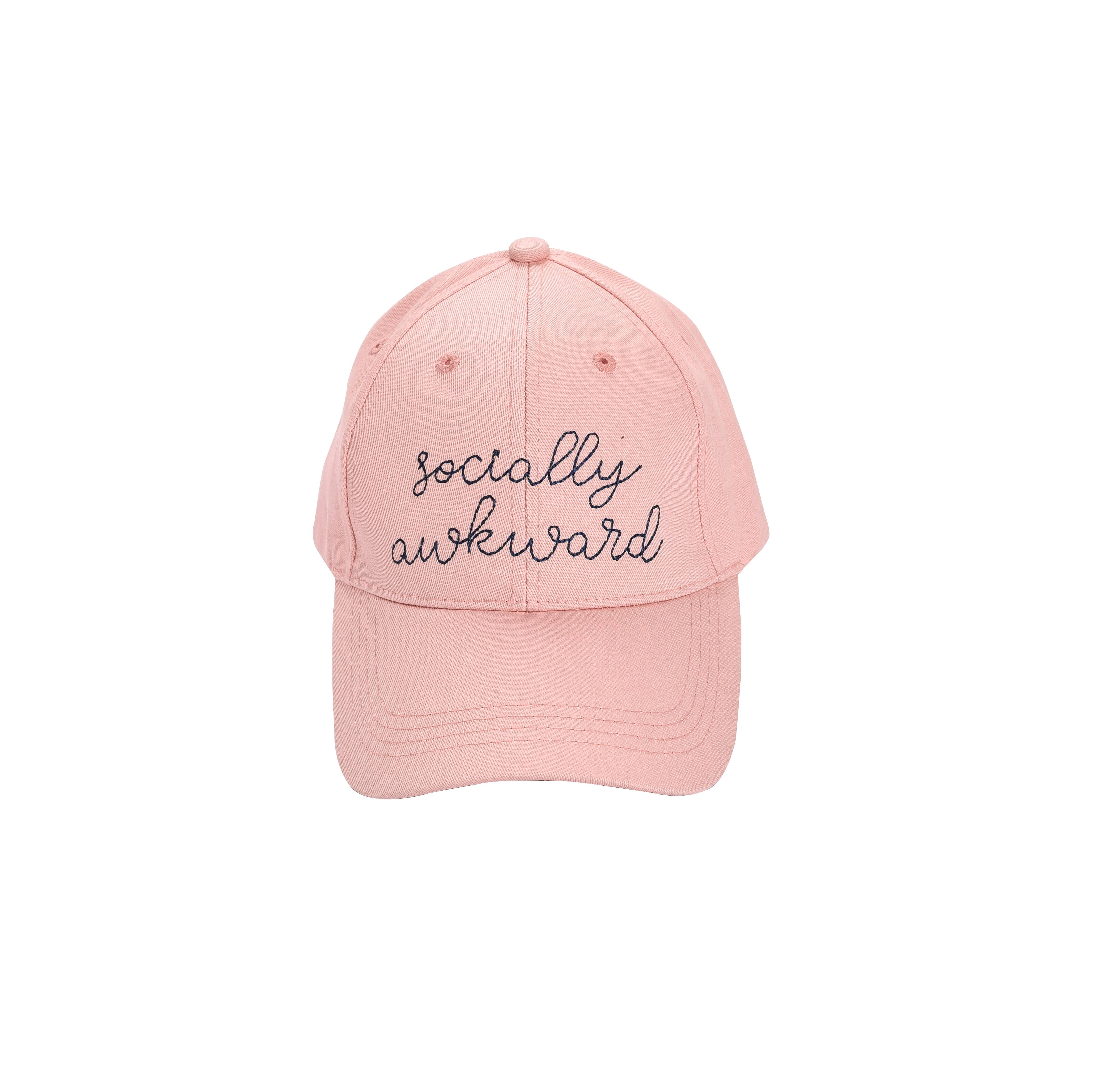 Totalee Gift - Wholesale Baseball Cap - Women's - SALE Cotton Pink Socially Awkward Embroidered Hat