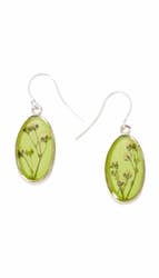 Shari Dixon - Wholesale Dangle Earrings - Baby's Breath Green Small Oval Earrings