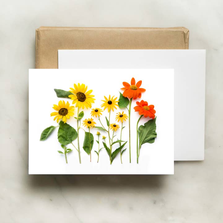 Summer Sunflowers Botanical Greeting Card – A2 Blank Floral for wholesale by Bottle Branch