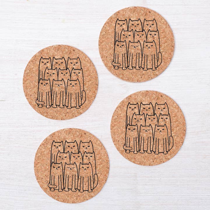 Counter Couture - Wholesale Coasters - Cat Cork Coasters | Sustainable Cork