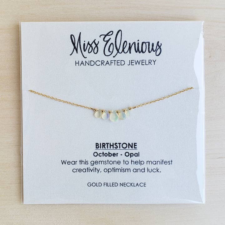 Opal Droplets Necklace - October Birthstone for wholesale by MissElenious Jewelry