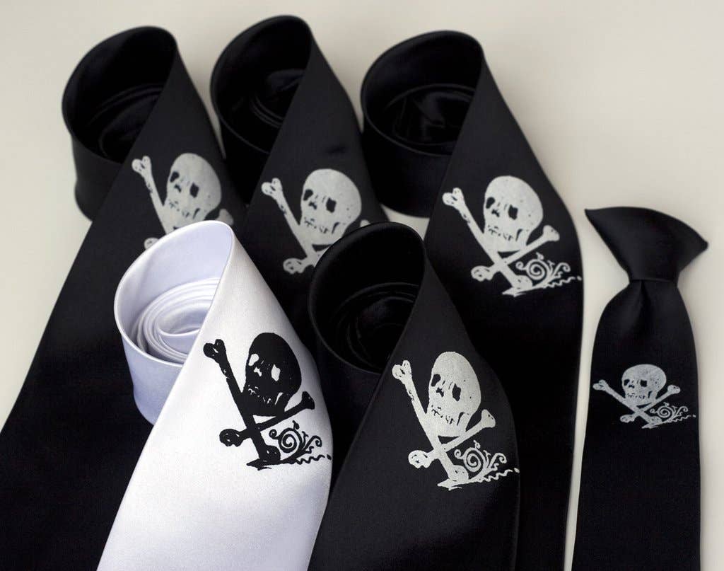 Cyberoptix Tie Lab - Wholesale Necktie - Men's - Skull + Bones Microfiber Necktie2