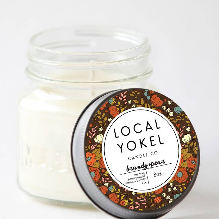 Brandy+Pear | 8oz Mason | Soy Wax Candle | for wholesale by THE LOCAL YOKEL