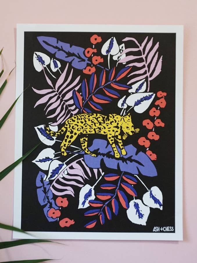 11" x 14" Wild Cat Art Print for wholesale by Ash + Chess