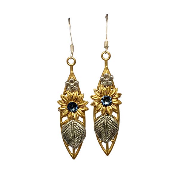 Denim Blue Linear Leaf Earrings for wholesale by Nancy Neill Designs