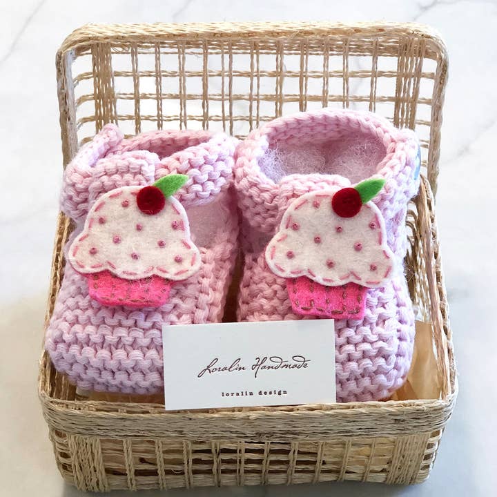 Cupcake Booties in Basket for wholesale by Loralin Design
