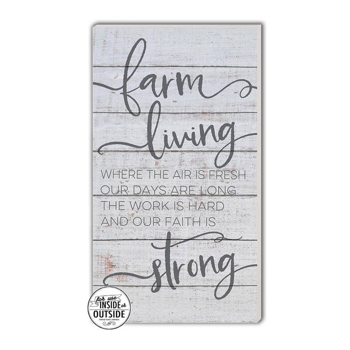 11x20 Farm Living Whitewash Indoor Outdoor Sign for wholesale by Kindred Hearts