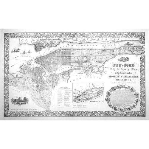 New York 1854 - Magnus undersökning av Manhattan för wholesale av Historic Urban Plans, Inc.