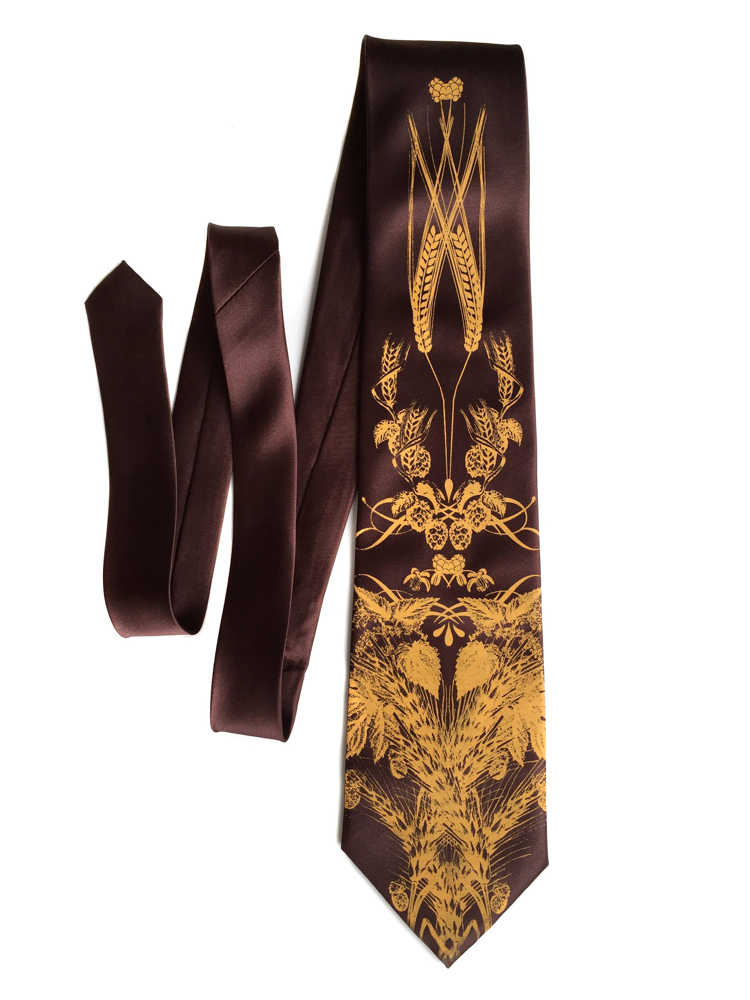 Cyberoptix Tie Lab - Wholesale Necktie - Men's - Beer Necktie. Hops & Wheat Print Tie0