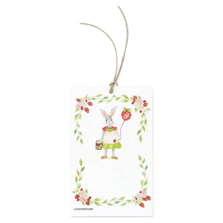 Strawberry Bunny Gift Tag for wholesale by Lana's Shop