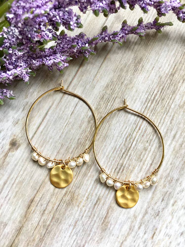 Laura Stark Designs - Wholesale Hoop Earrings - Pearl Boho Hoop Earrings | Pearl Hoops1