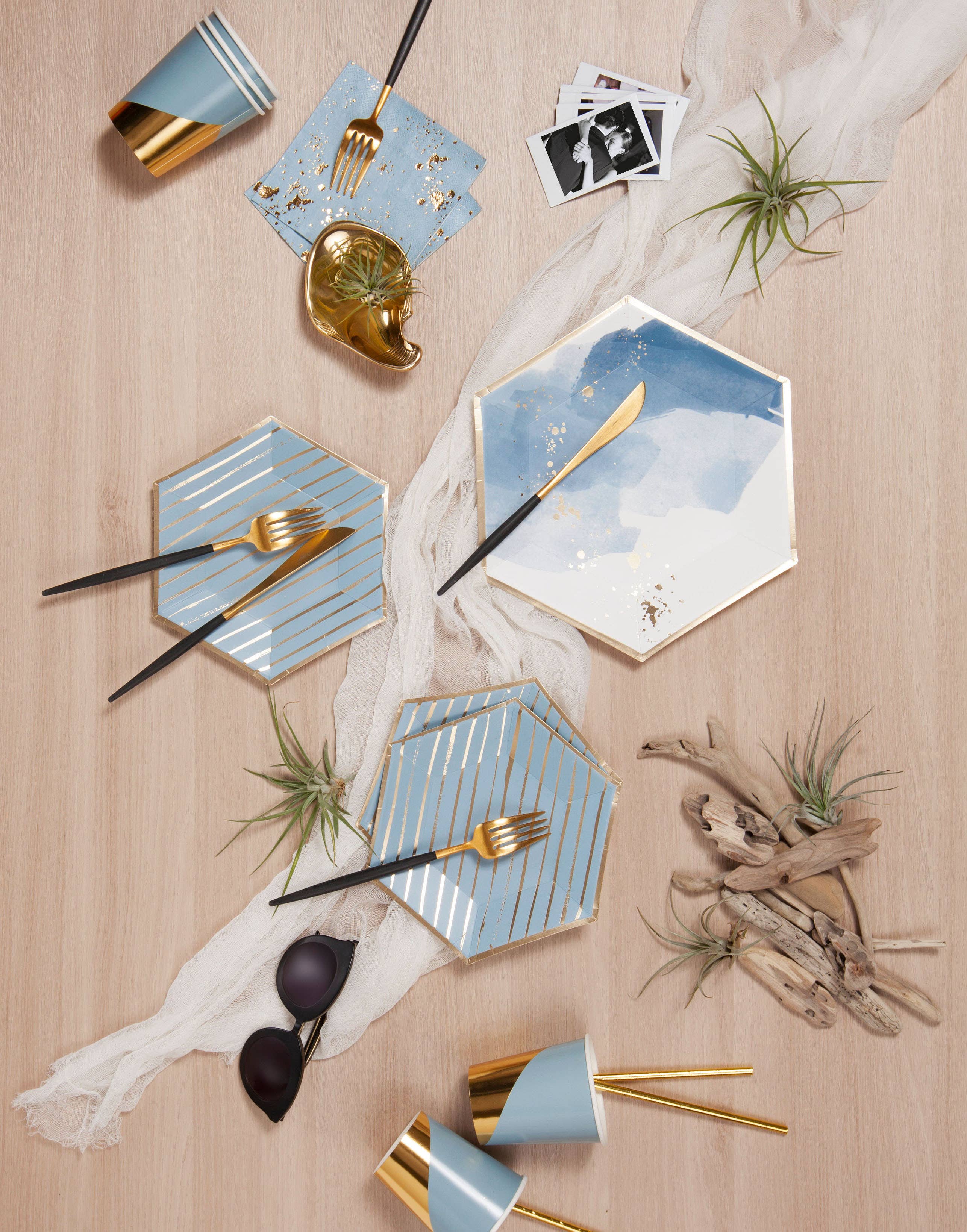 Harlow & Grey – Engroshandel Engangsserviet – Malibu - Blå akvarel cocktailpapirservietter4