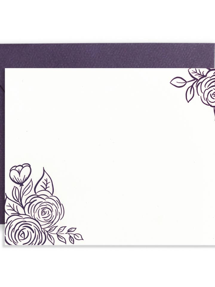 Brush Florals Stationery Set - 8 Colors Available for wholesale by Lionheart Prints