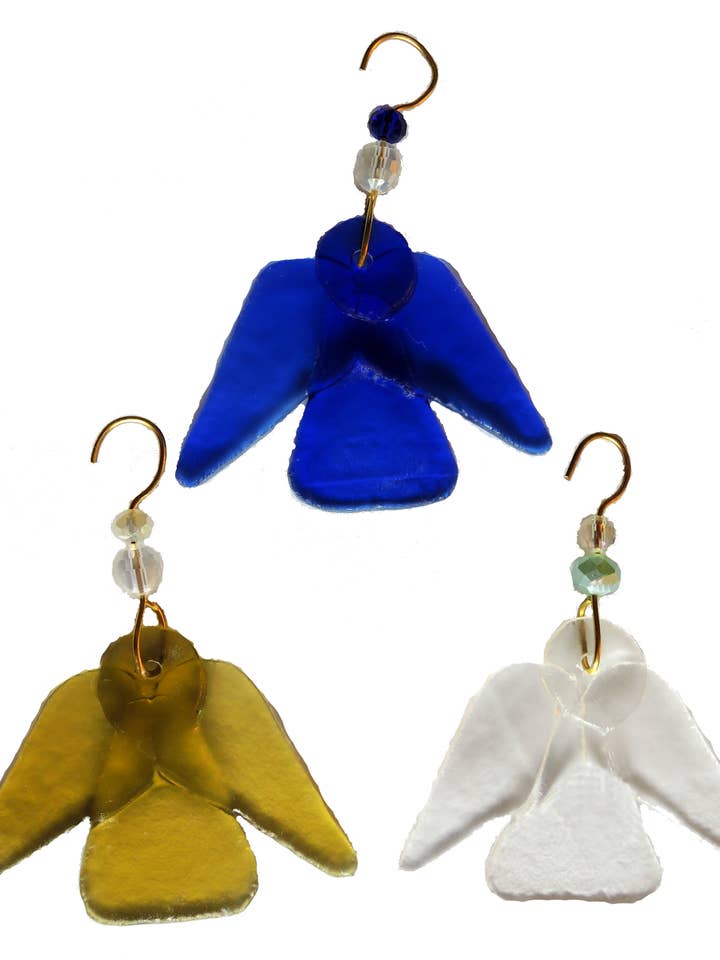 Fused Ornament - Angel 2 for wholesale by Wine Bottle Art