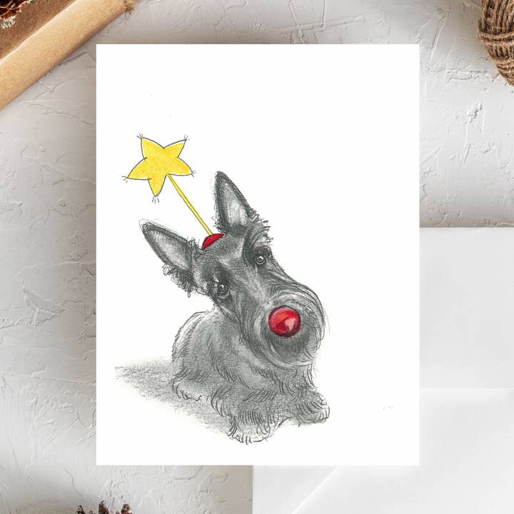 Fable & Sage - Vendita all'ingrosso Biglietti di auguri di Natale - Biglietto natalizio Scottish Terrier0