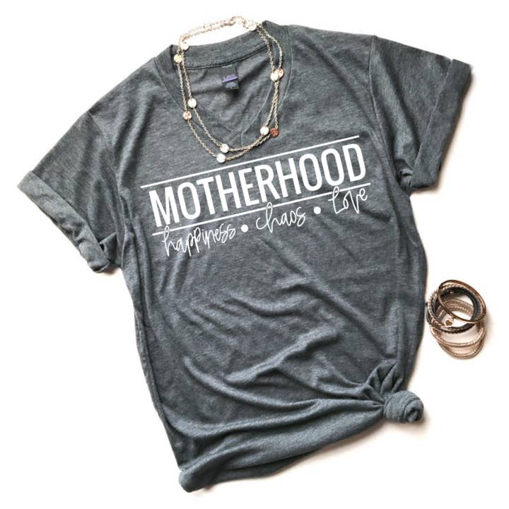 Motherhood Tee - Heather Charcoal for wholesale by A Quiver Full