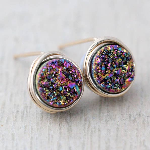 Petite Druzy Studs - Eenhoorn voor wholesale door Saressa Designs
