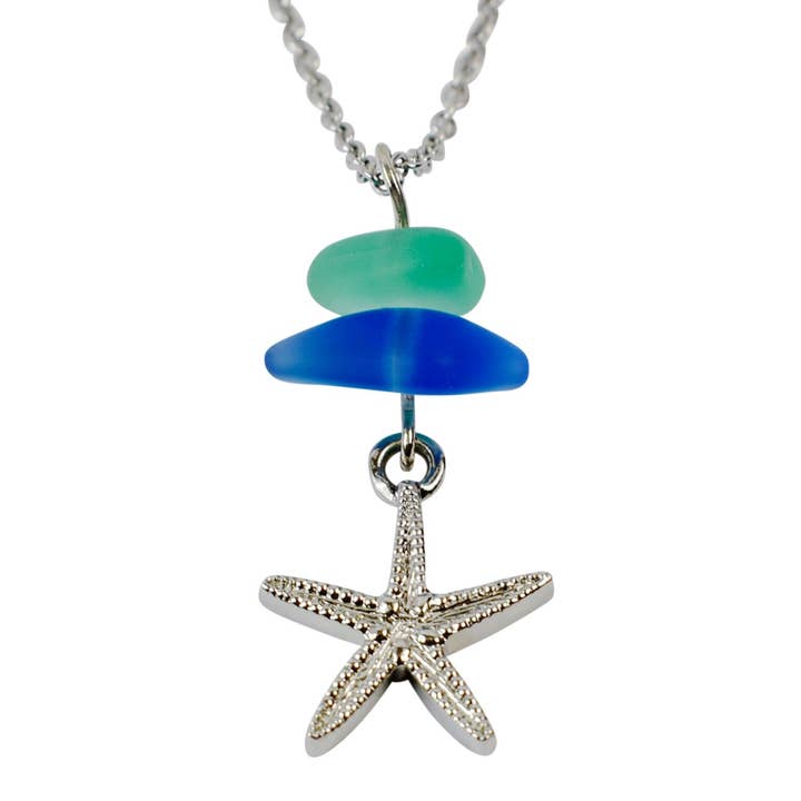 Hoodoo Beach Glass Charm Necklace - Starfish for wholesale by Snazzy and Co