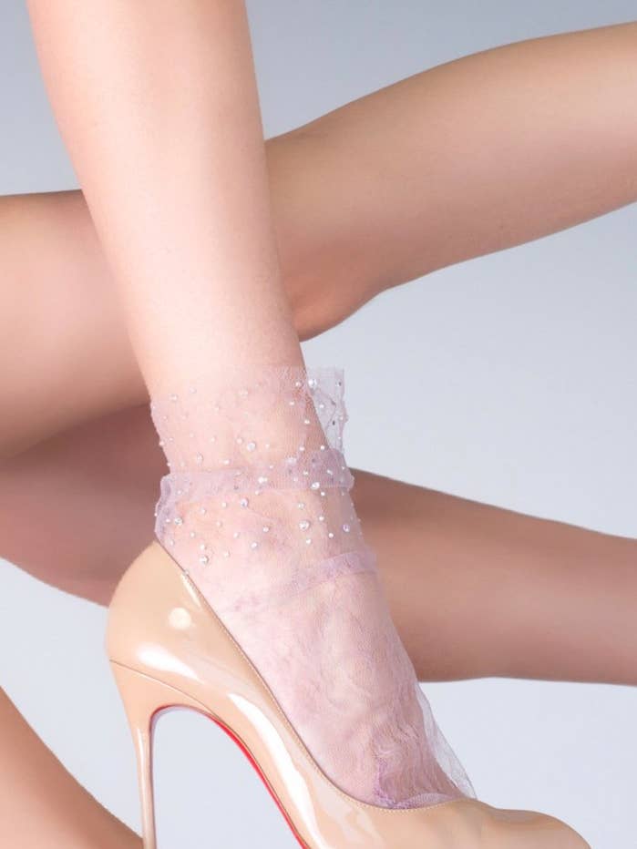 Lilac Crystal Lace Sok - Lila voor wholesale door High Heel Jungle