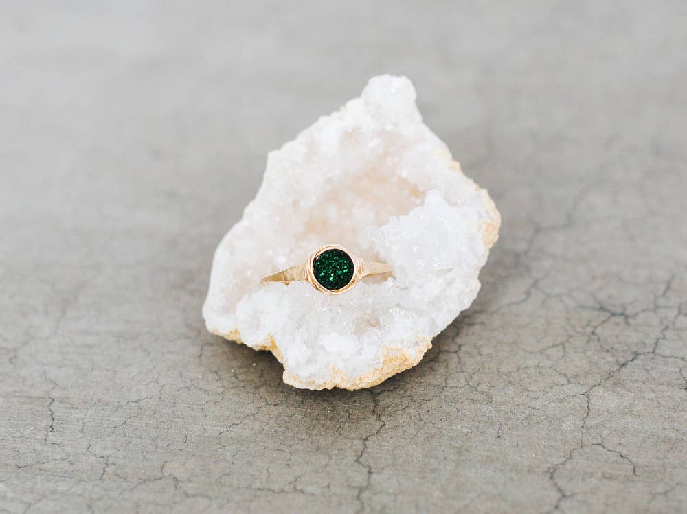 Saressa Designs - Wholesale Single Stone/Solitaire Ring - Micro Druzy Ring - Emerald City2