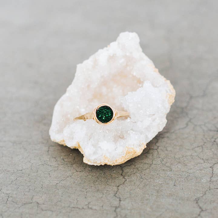 Saressa Designs – wholesale Solitairering – Micro Druzy Ring - Smaragd Stad2