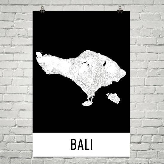 Modern Map Art – Engroshandel Plakat – Bali Indonesien Kort Plakat 8 „x 10"