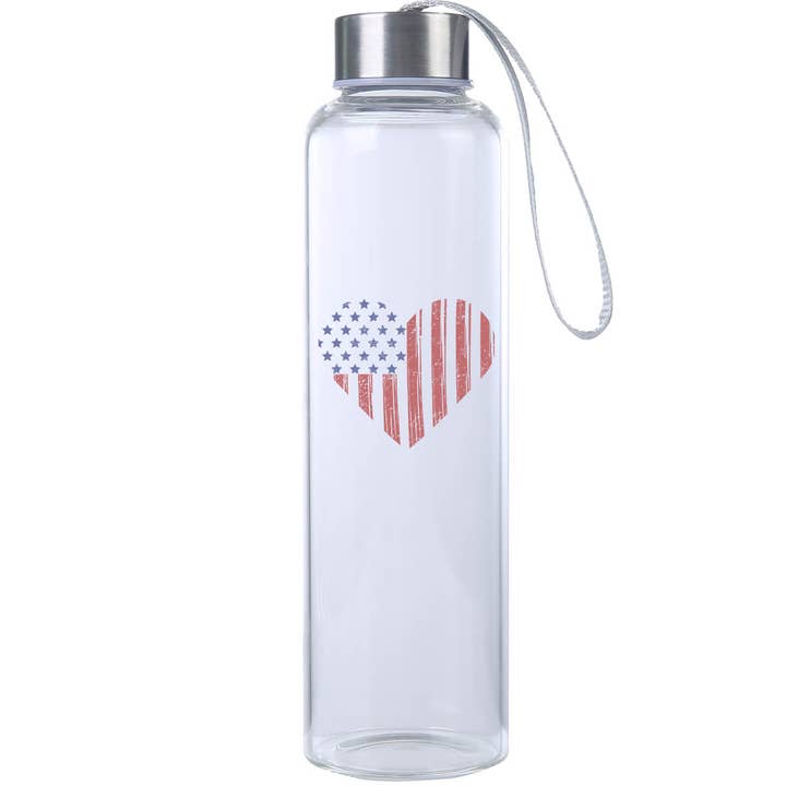 Made2Order - Wholesale Water Bottle - Americana Heart Glass Hydro Bottle