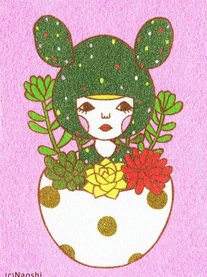 【Impressão artística 5x7】Cactus Girl por atacado de Naoshi