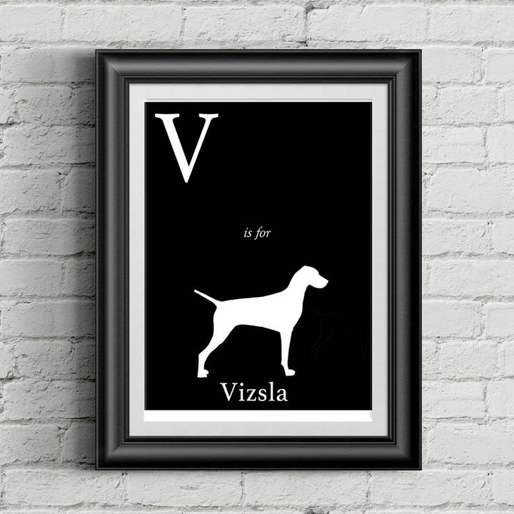V is voor Vizsla Alphabet Art Print 8,5 „x11" voor wholesale door Sophisticated Pup
