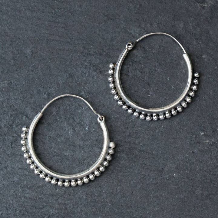 Sterling Silver Spotted Hoop Earring for wholesale by Baizaar