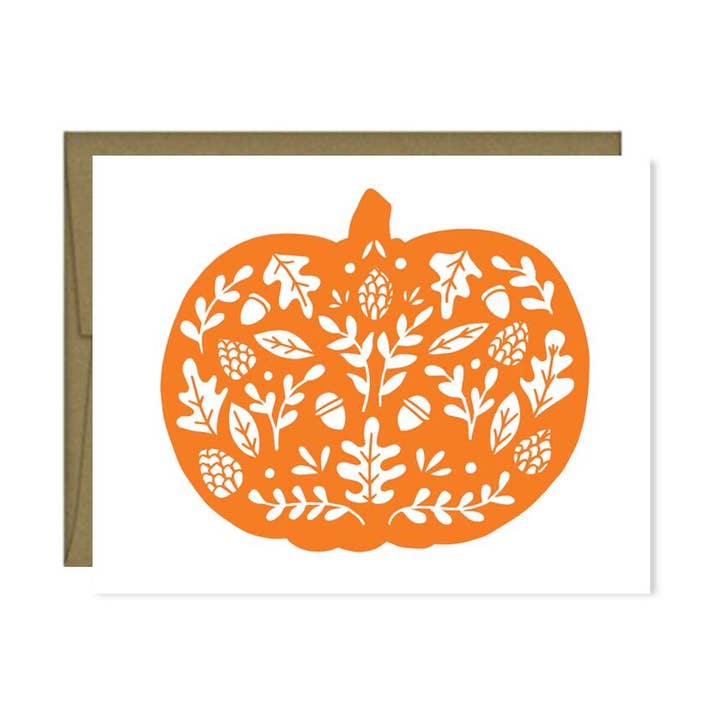 Pen & Paint - Wholesale Season's Greetings Card - Pretty Pumpkin Card, Fall, Autumn, Seasonal note card0