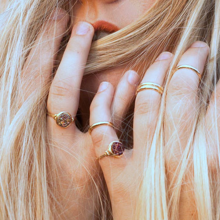 Anillo de apilamiento Druzy - Unicornio para venta al por mayor de Saressa Designs