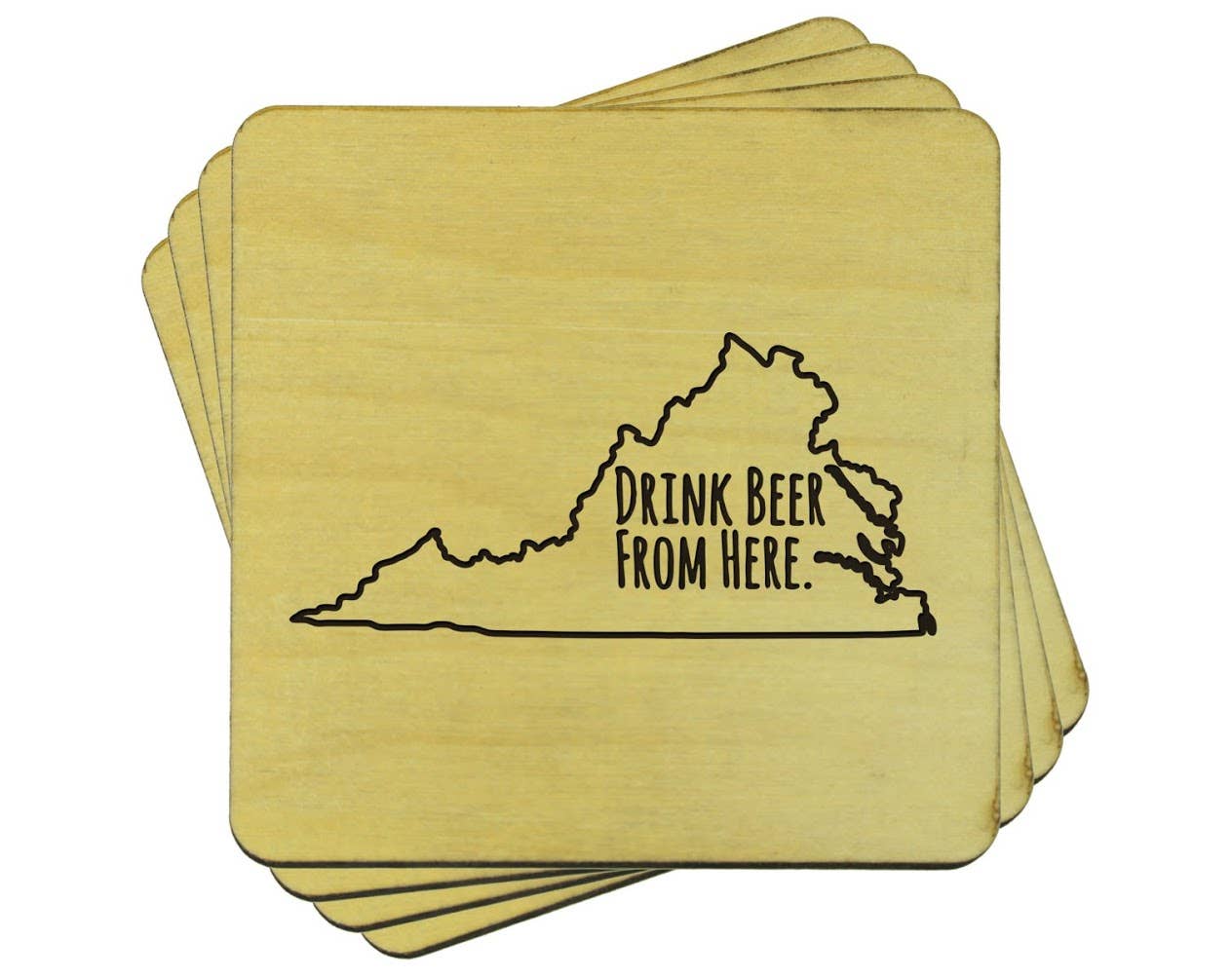 Torched Products - Wholesale Coasters - Drink Beer From Here Coasters | Set of 4 Beer Coasters50