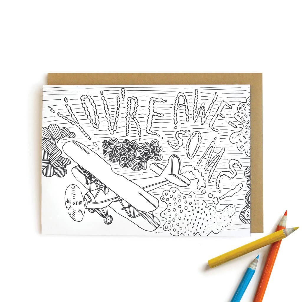 Wild Ink Press - Wholesale Coloring Book - Kids & Baby - Plane Awesome Card | Kids Coloring Cards0