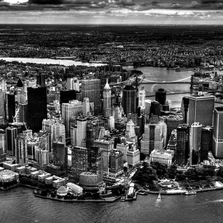 76'' x 48'' New York Skyline Aerial Canvas Wall Art for wholesale by HolyCowCanvas