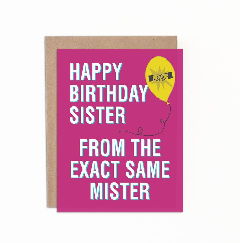 Merrily Designs – Engroshandel Fødselsdagskort – Tillykke med fødselsdagen Søster fra nøjagtig samme Mister