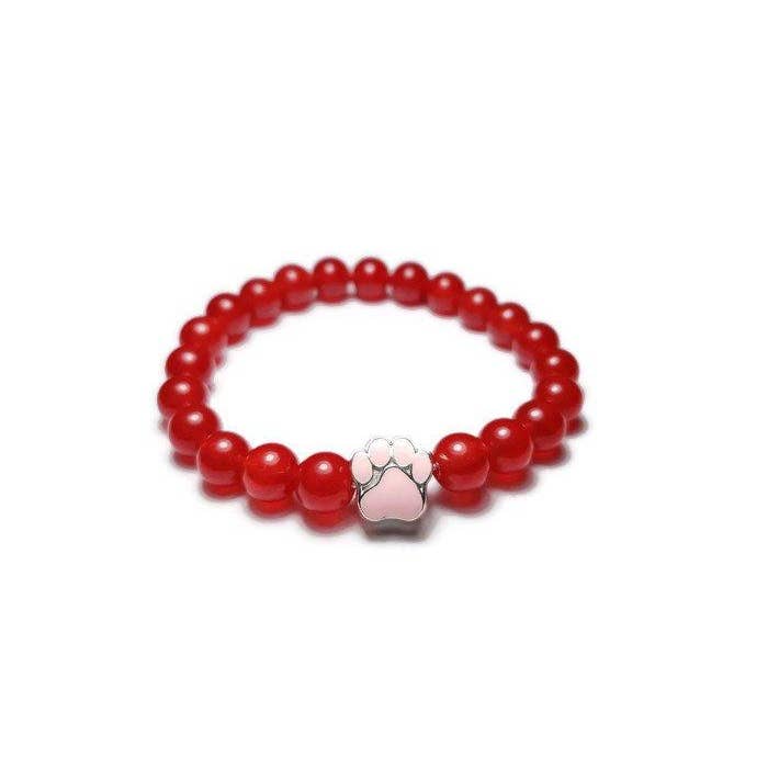 Roze - Robijnrode Jade Paw Print helende stenen armband voor wholesale door Foxfire Stones