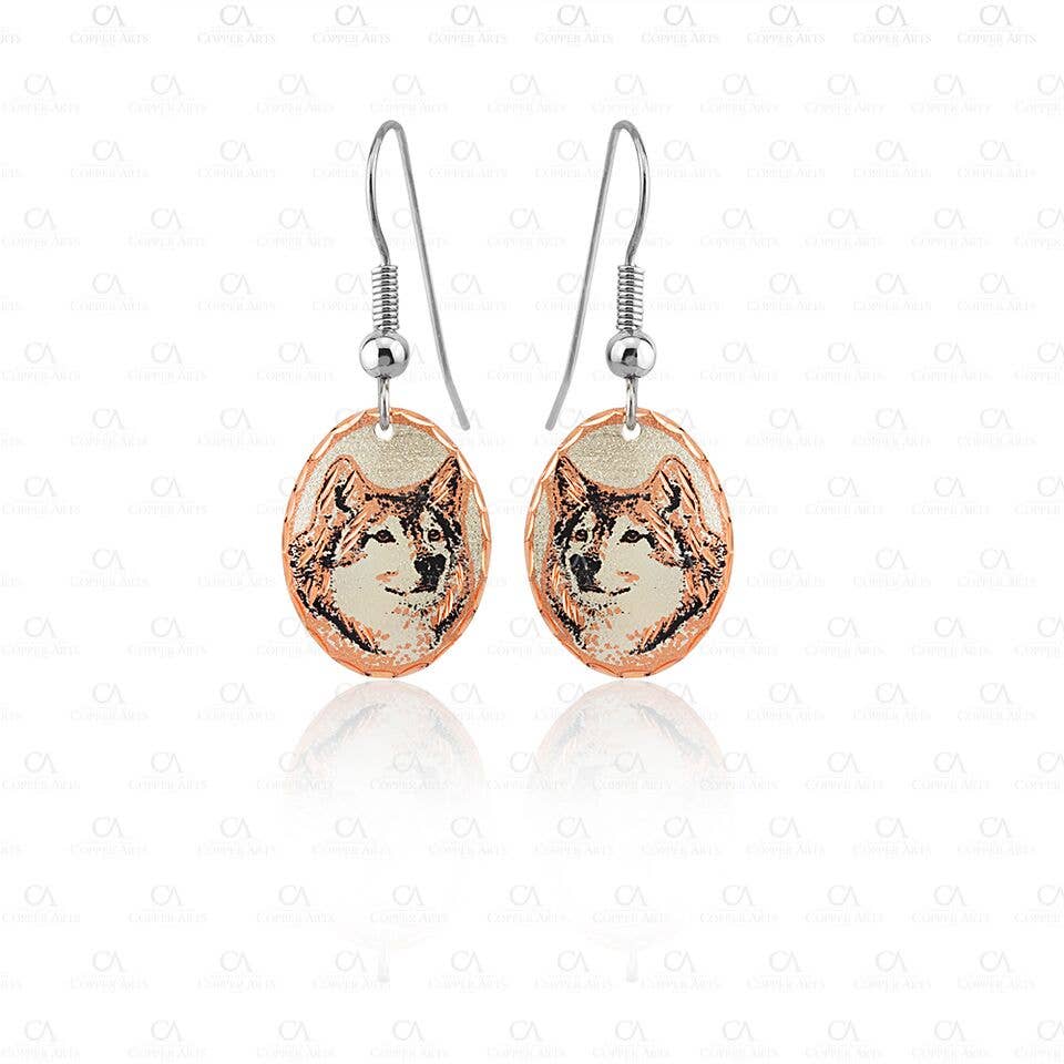 COPPER ARTS INC. - Wholesale Dangle Earrings - CL 55 wolf design Earrings1