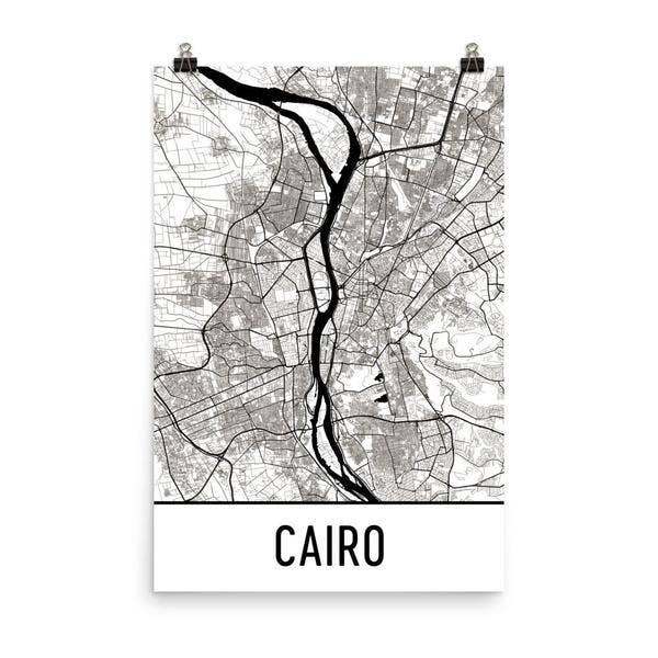 Modern Map Art - Wholesale Poster - Cairo Egypt Street Map Poster 8" x 10"0