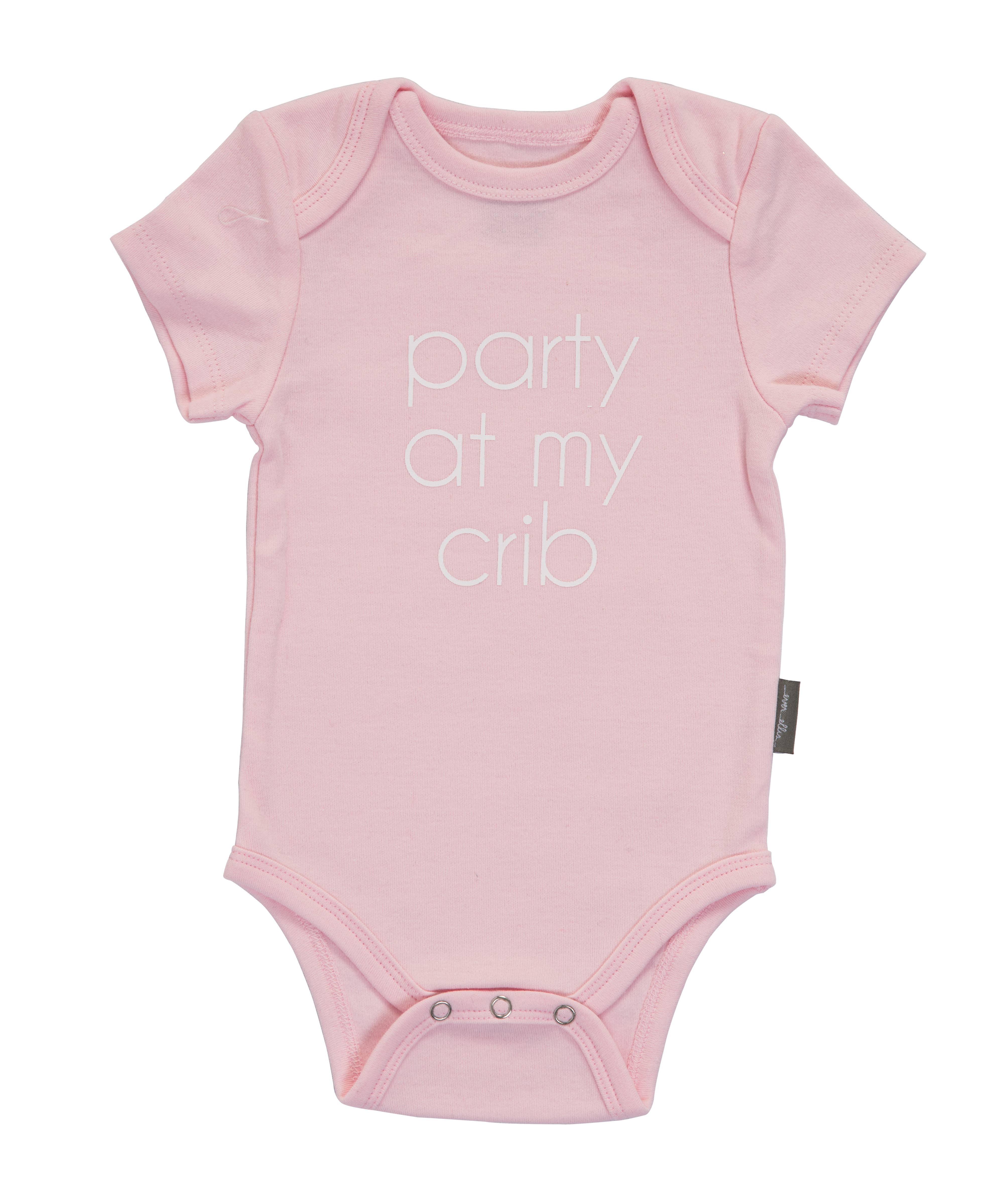 Totalee Gift - Wholesale Bodysuit (Non-Footed) - Baby - SALE 3 - 6 Months Cotton Pink Party in my Crib Onesie0