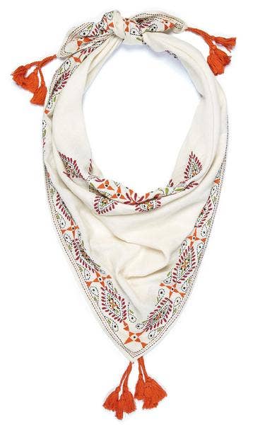 Indigo Handloom - Wholesale Scarf - Women's - Folklore - Ivory1