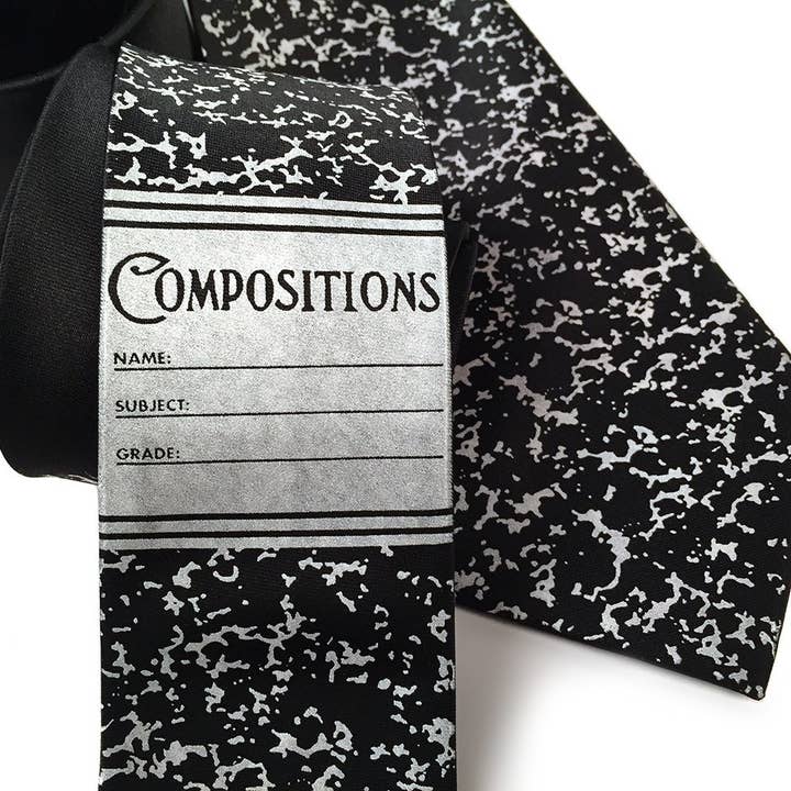 Composition Book Silk Necktie for wholesale by Cyberoptix Tie Lab