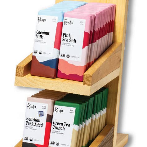 Raaka Chocolate - Wholesale Retailer Display - Food & Drink - Wooden Display, DISPLAY ONLY