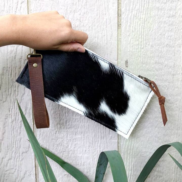 Zip Pouch with Wristlet 10"x5", Handmade in NC for wholesale by Hawks & Doves